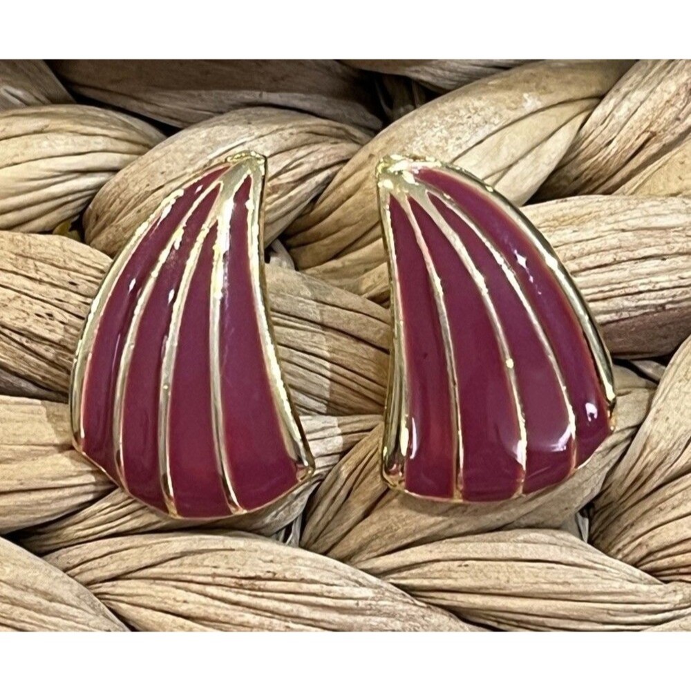 VTG Earrings Fuchsia Pink & Gold Designer Inspired Earrings Rockabilly Pinup